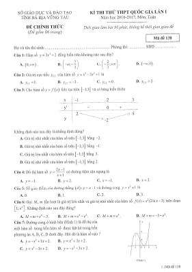 Đề thi thử THPT QG môn Toán - Mã đề thi 138